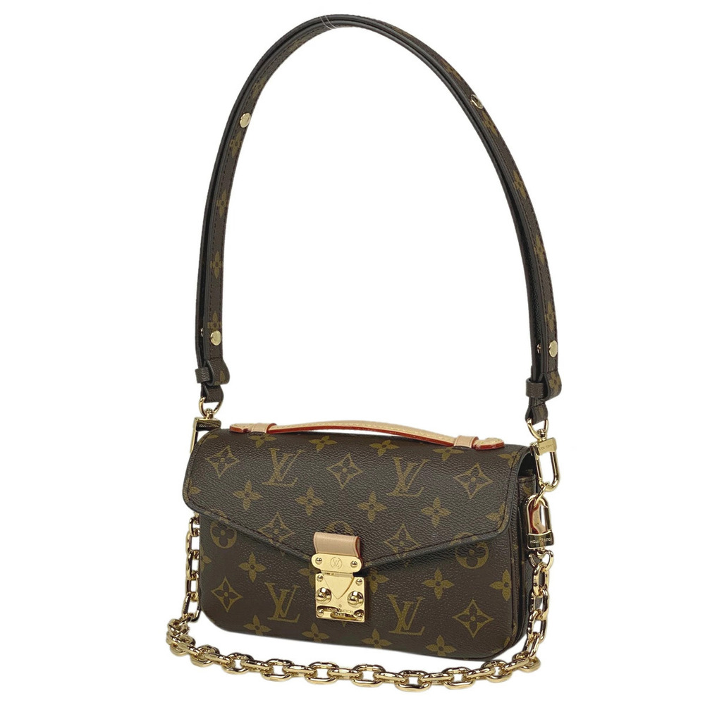 Louis Vuitton Pochette Metis EW Shoulder Bag Chain Handbag Monogram Brown